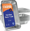 Large Aluminum Pans Full Size with Lids, Disposable Foil 21x13 Deep