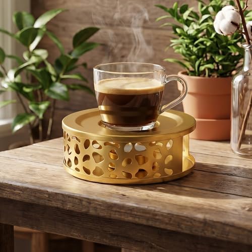 4 Pcs Gold Stainless Steel Tea Warmer Teapot with Tealight Holder Tea