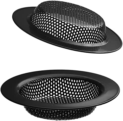 2 Pcs Black Stainless Steel Mesh Sink Drain Strainer, 4.5" Top / 3"