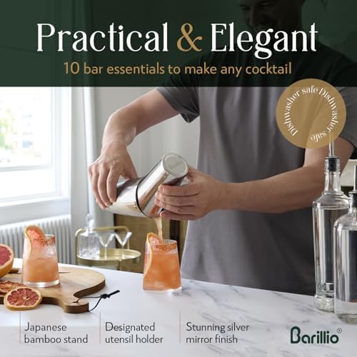 Barillio Elite Mixology Bartender Kit with Stand - Cocktail Shaker Set