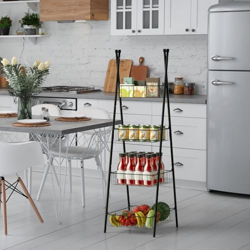 ETELI 4 Tier Metal Wire Basket Stand Triangular Freestanding Water