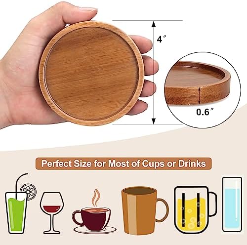 Wooden Coaster Set of 6 Coffee Table Decor Bar Cup Drink Coasters