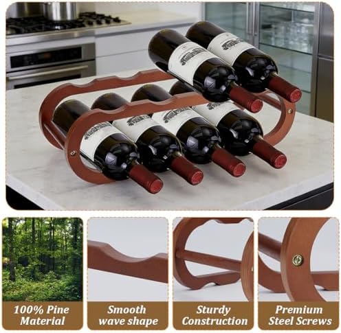 AHANDMAKER 2 Tier Wine Rack and Water Bottle Organizer 8 Bottles