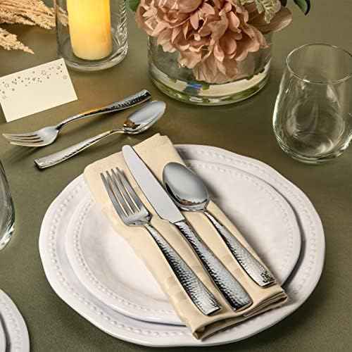 Hudson Essentials 40-Piece Hammered Stainless Steel 18/10 Flatware Silverware Set, Service for 8 (40-Piece Set)