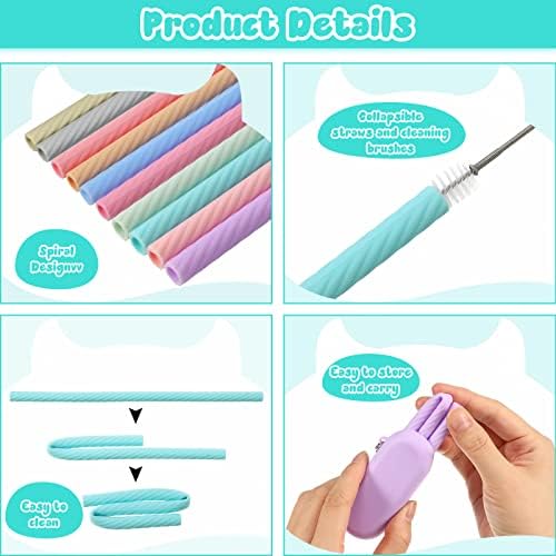 Irenare 20 Set Reusable Travel Silicone Straws with Case and Brush