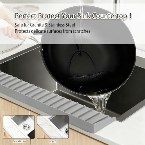 Silicone Sink Edge Protector with Suction Cup 4" x 24",Kitchen Sink