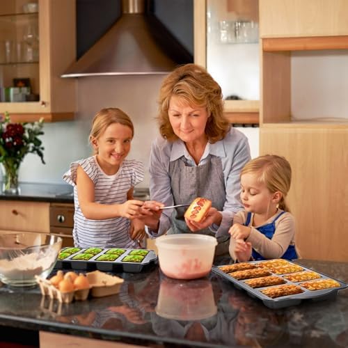 Lawei 2 Pack 8 Cavity Mini Loaf Pan, Non-Stick Small Bread Loaf Pans