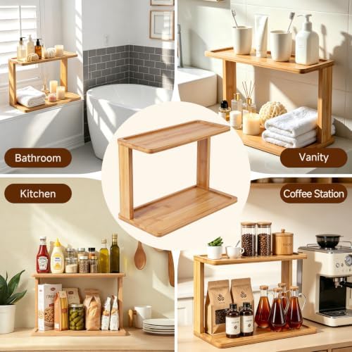 2-Tier Bamboo Coffee Station Organizer for Countertop