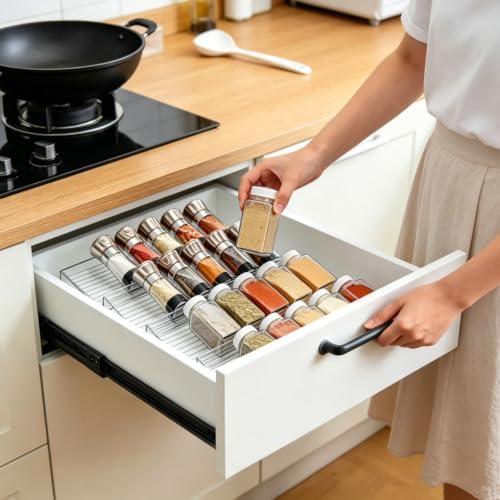 16 Pack Acrylic Drawer Spice Organizer, Expandable From 11''-22''