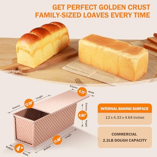 Pullman Loaf Pan with Lid, 13x4, Nonstick Sandwich Bread Loaf Pan