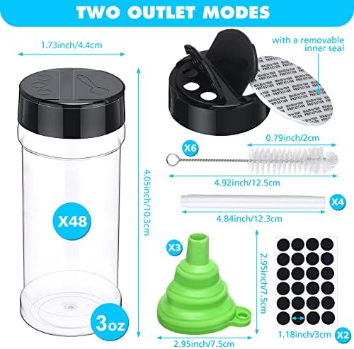 Hsei 48 Pcs 3 oz Clear Plastic Spice Jars Spice Bottles with Shaker