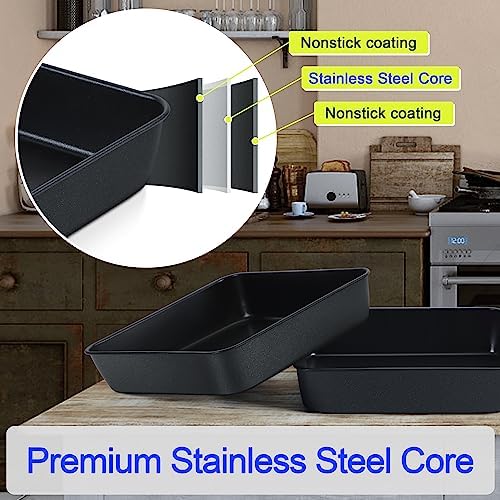 E-far 8x8 Inch Square Baking Pan with Lid Set, Nonstick Square Cake