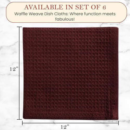 Vintage Vista 100% Cotton Waffle Dish Cloths (Pack of 6) - Dish Rags