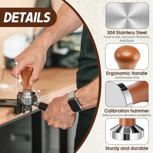 7 Pcs 51 mm Espresso Tamper Set, Barista Accessories Kit WDT