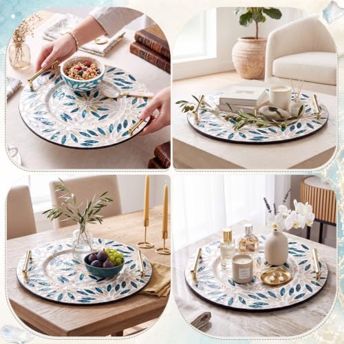 Mother of Pearl Decorative Tray with Metal Handle, Retro