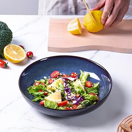 LERATIO 9.0" Ceramic Pasta Bowls Set of 4,38oz Large Stoneware Bowls