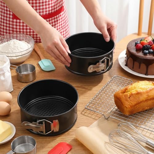 4 Pcs 6 Inch Springform Pan Set, Nonstick Round Cheesecake Pan with