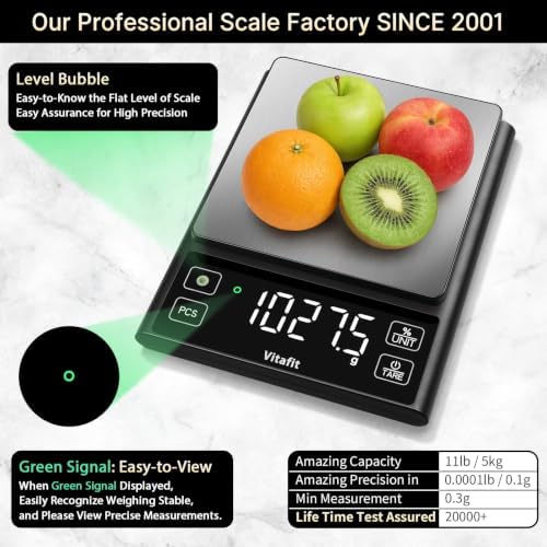 Vitafit 11lb Digital Food Scale High Accuracy 0.1g, Kitchen Scale Big