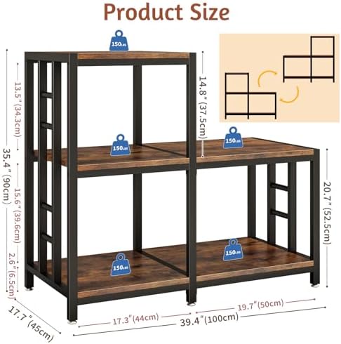 METYERRY 5-Tier Mini Fridge Stand, Rustic Brown
