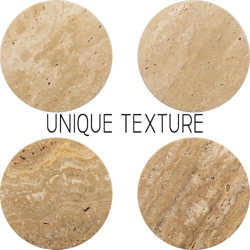 Marmor Coasters Natural Travertine Marble Coasters Set of 4 for Drinks