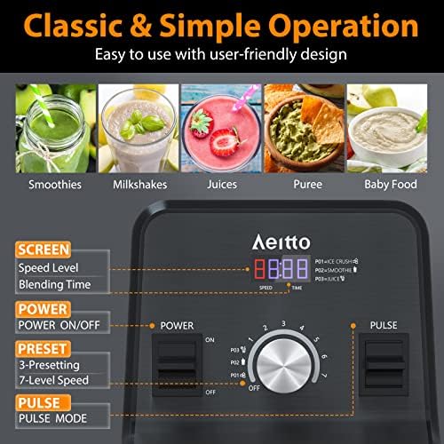 Aeitto Blender, 68 oz, 1500-Watt