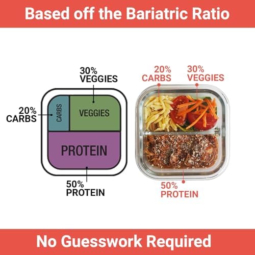 Portion Control Containers for Bariatric Meals – 8 oz Glass Meal Prep