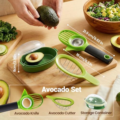 3 in1 Avocado Tool Split, Pit, and Slice, Avocado 3 Piece Set