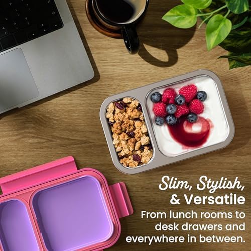 Bentgo Stainless Steel Snack Box, Leak-Proof, 2 Compartments, 2-Cup