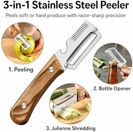 3-in-1 Vegetable Peeler and Julienne Shredder, Classic