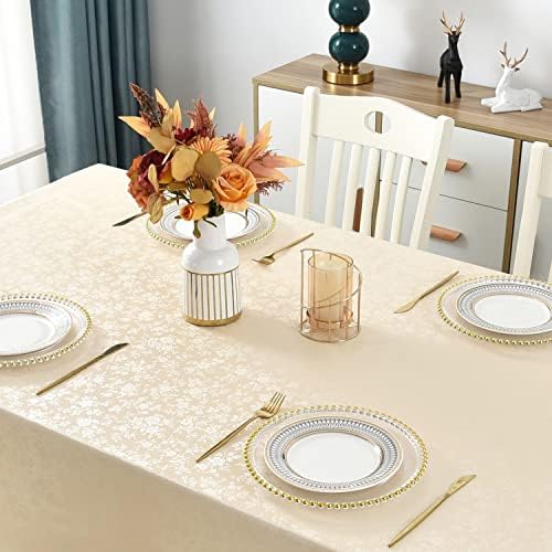 Romanstile Waterproof Vinyl Tablecloth Rectangle, 60 x 84 Inch, Rose