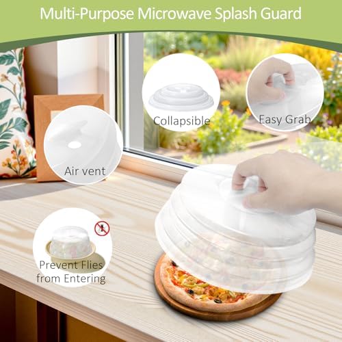 Set of 3 Collapsible Silicone Microwave Plate Cover for Food, Easy