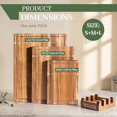 Cutting Boards for Kitchen with Wood Storage Stand Chopping Board