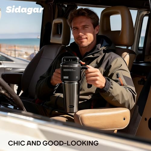 32 oz Insulated Tumbler with Push-button Lid and Handle, Black