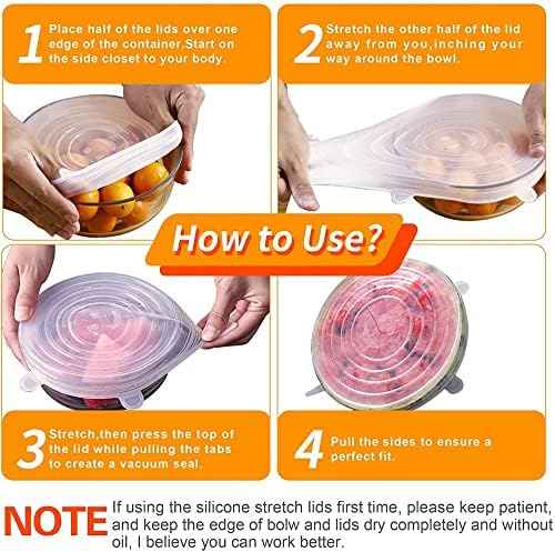 TESUE Reusable Silicone Stretch Lids, 12 Pack