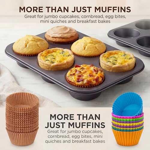 2 Pack Jumbo Muffin Pan, 6 Cup Nonstick Texas Muffin Pans with 12