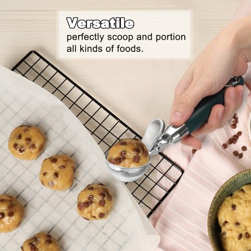 PATIKIL 4 Ounce Ice Cream Scoop with Trigger, 2 Pcs Stainless Steel
