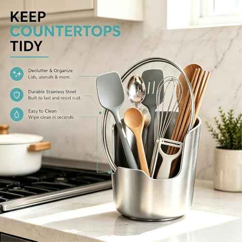Multi-Functional Kitchen Utensil Holder, Stainless Steel