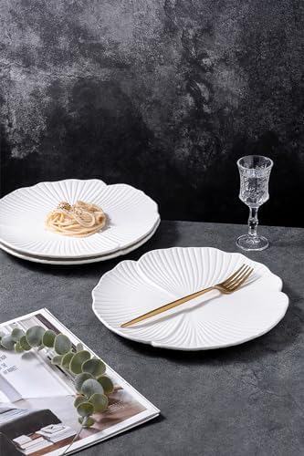 Jusalpha Set of 3-Japanese Style Porcelain Flat Dinner Plates, 10''