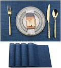 SLKQG Navy Blue Placemats Set of 4 - Easy Clean Washable Vinyl