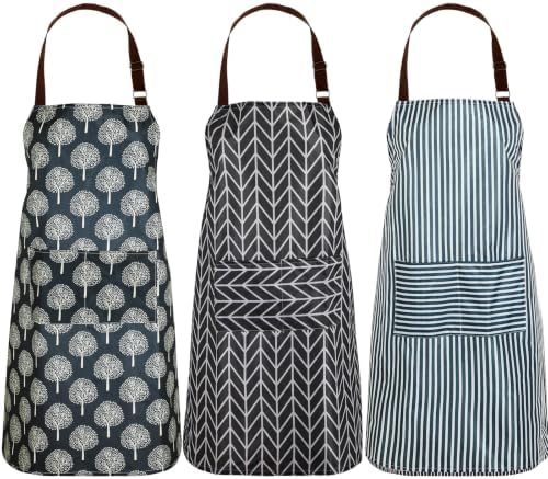 SATINIOR 3 Pcs Waterproof Kitchen Apron with 2 Pockets