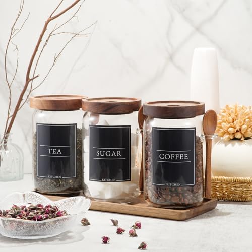 KOSKIMER Coffee and Sugar Container Set, Glass Jars