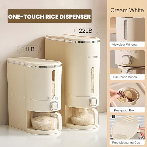 UFORU Rice Dispenser 23-25 LB,Airtight Rice Storage