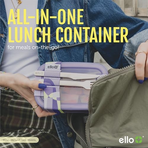 Ello Lunch Stack Bento Box Plastic Food Containers, 2 Pack, Blueberry