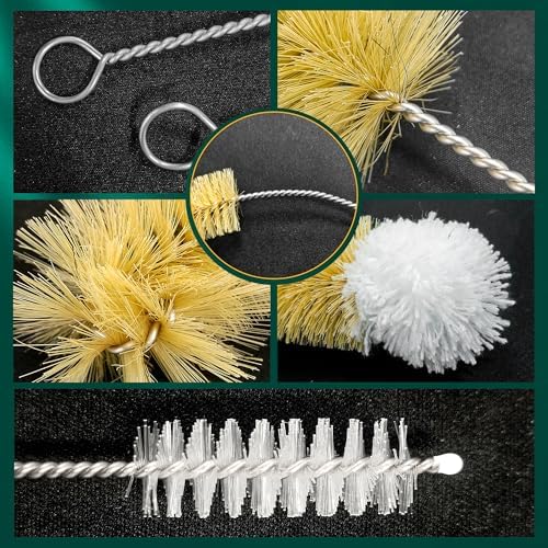 9-Pack Thin Long Handle Bottle Brushes with Boar Bristle & Wool Tip