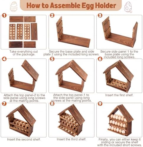 Remerry Wooden House Egg Holder, 36-Hole, Brown
