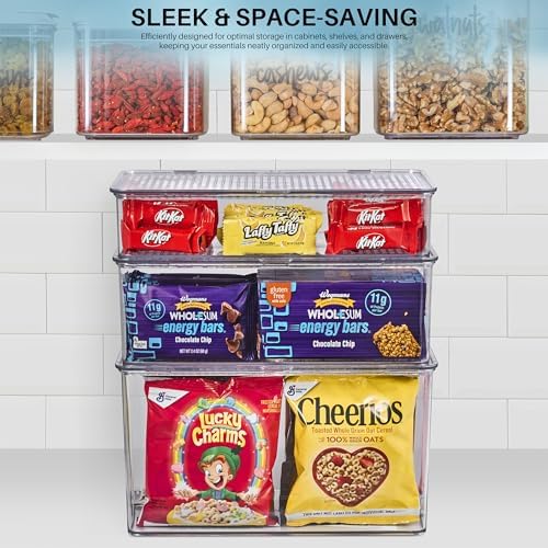 Sorbus Clear Storage Bins with Lids, Stackable Organizer (Medium)