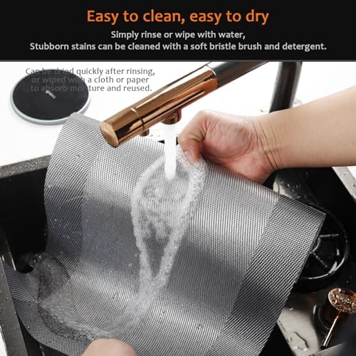 Silver Grey Vinyl Placemats Set of 6, Heat Resistant Table Placemats