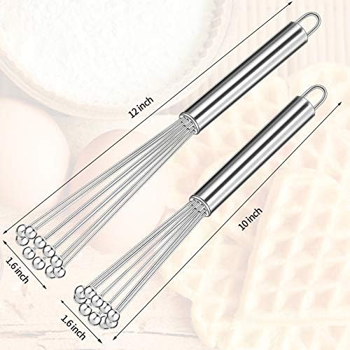 Patelai 2 Pieces Stainless Steel Ball Whisk Wire Egg Whisk Set