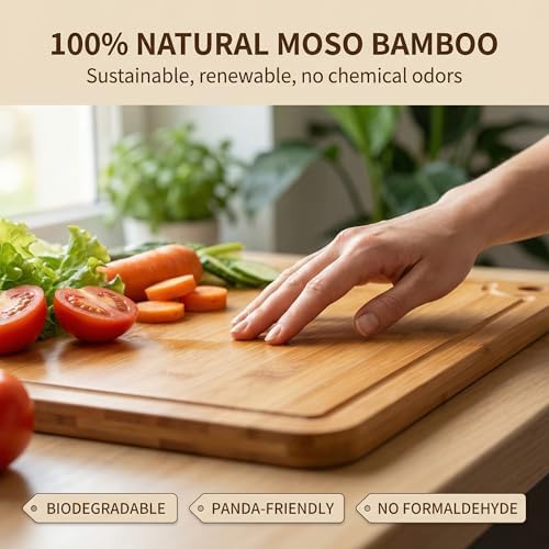 Deep-Carbonized Wood Cutting Board Set, HKKZYT 3 Pack Bamboo Chopping