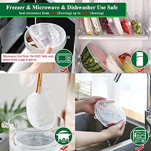 Silicone Stretch Lids, 12 Pack, 6 Sizes Reusable Bowl Covers